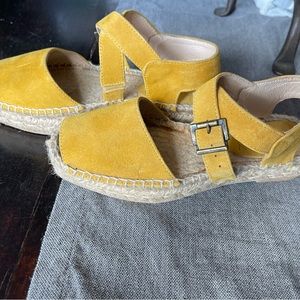 Yellow suede espadrilles